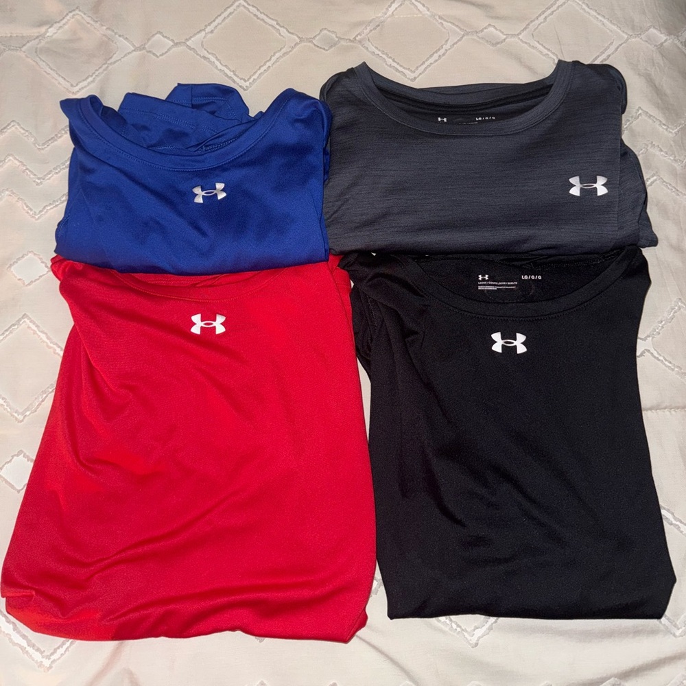 Under Armour Women’s Performance Shirts - Blue, Gray, Red, Black